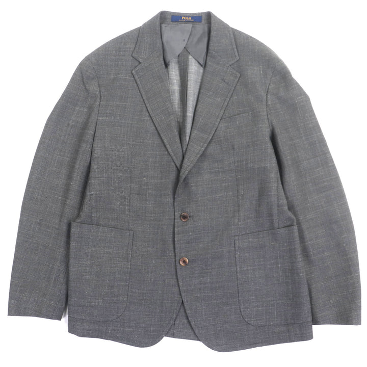 美品▼Polo by Ralph Lauren ポロバイラルフローレン シングルジャケット テーラードジャケット グレー 42 S ポルトガル製 正規品 メンズ