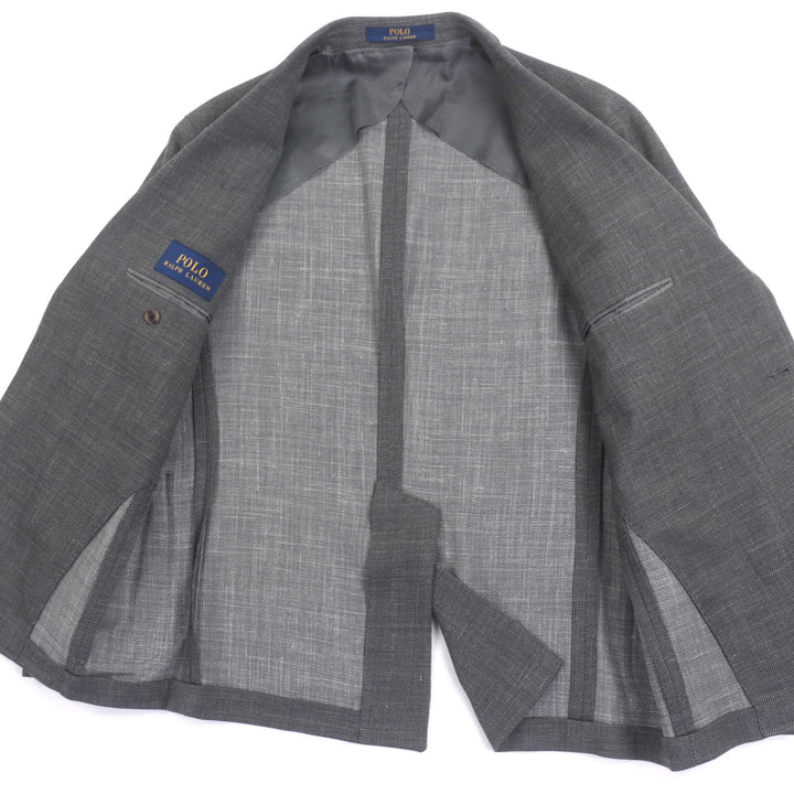 美品▼Polo by Ralph Lauren ポロバイラルフローレン シングルジャケット テーラードジャケット グレー 42 S ポルトガル製 正規品 メンズ