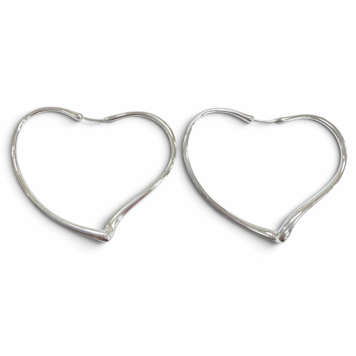極美品☆TIFFANY&amp;Co. ティファニー エルサペレッティ オープン ハート フープ ミディアム AG925 ピアス シルバー 重量9.7g レディース