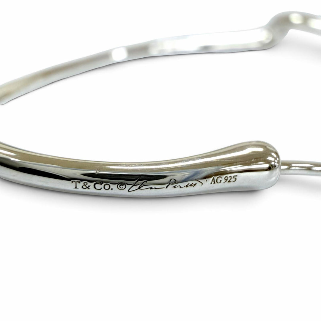 極美品☆TIFFANY&amp;Co. ティファニー エルサペレッティ オープン ハート フープ ミディアム AG925 ピアス シルバー 重量9.7g レディース