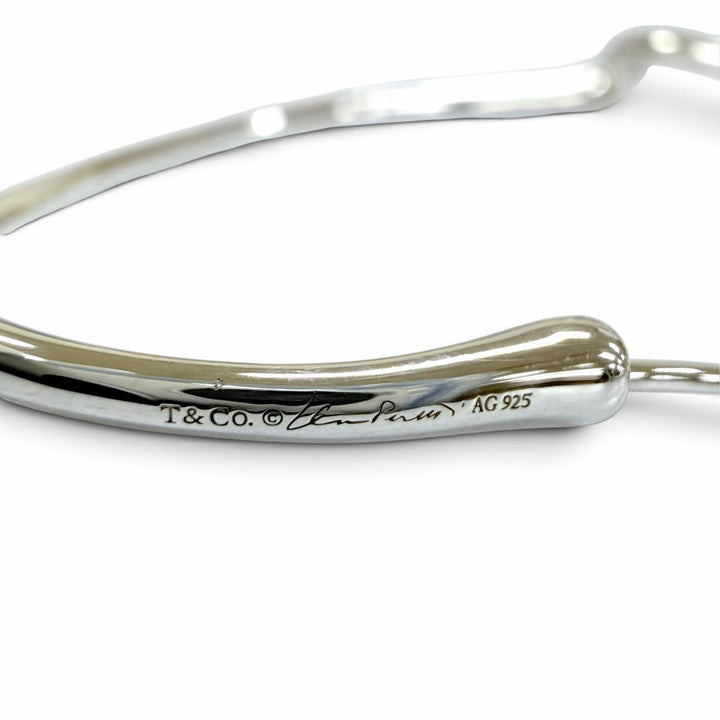 極美品☆TIFFANY&amp;Co. ティファニー エルサペレッティ オープン ハート フープ ミディアム AG925 ピアス シルバー 重量9.7g レディース