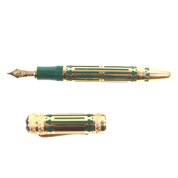 美品▼MONTBLANC モンブラン ヴィンテージ 18K Mニブ パトロンシリーズ 大帝ピョートルI世 1997 3741/4810 万年筆 ゴールド グリーン