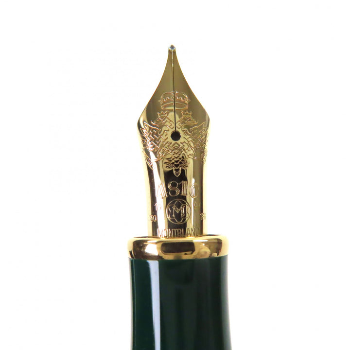 美品▼MONTBLANC モンブラン ヴィンテージ 18K Mニブ パトロンシリーズ 大帝ピョートルI世 1997 3741/4810 万年筆 ゴールド グリーン