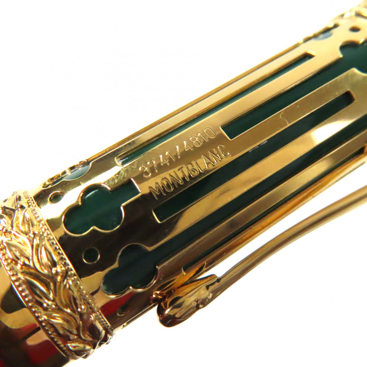 美品▼MONTBLANC モンブラン ヴィンテージ 18K Mニブ パトロンシリーズ 大帝ピョートルI世 1997 3741/4810 万年筆 ゴールド グリーン