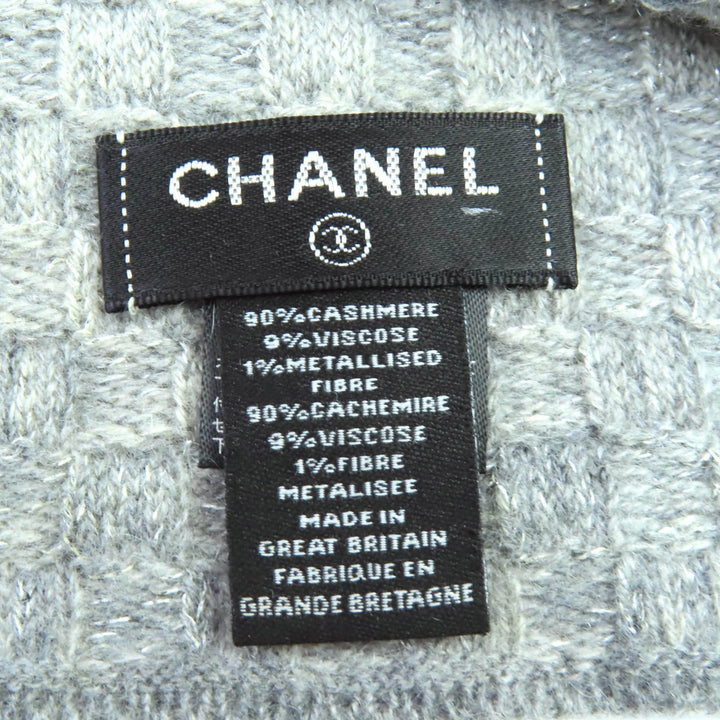 美品△CHANEL シャネル 16B カシミヤ ココマーク フリンジデザイン ラメ糸入り ビーニー ニット帽 ニットキャップ グレー レディース