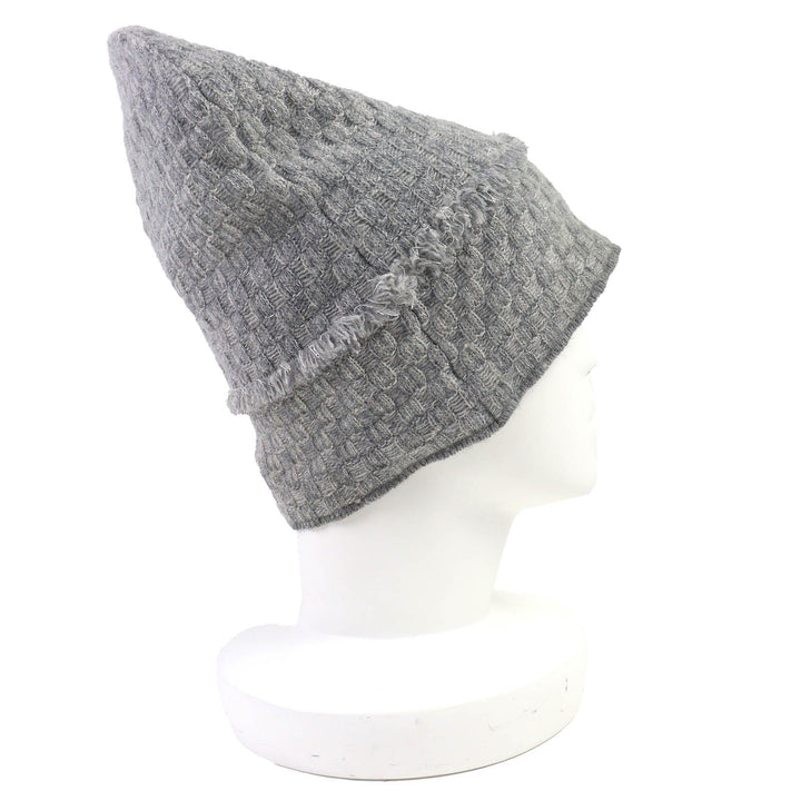 美品△CHANEL シャネル 16B カシミヤ ココマーク フリンジデザイン ラメ糸入り ビーニー ニット帽 ニットキャップ グレー レディース