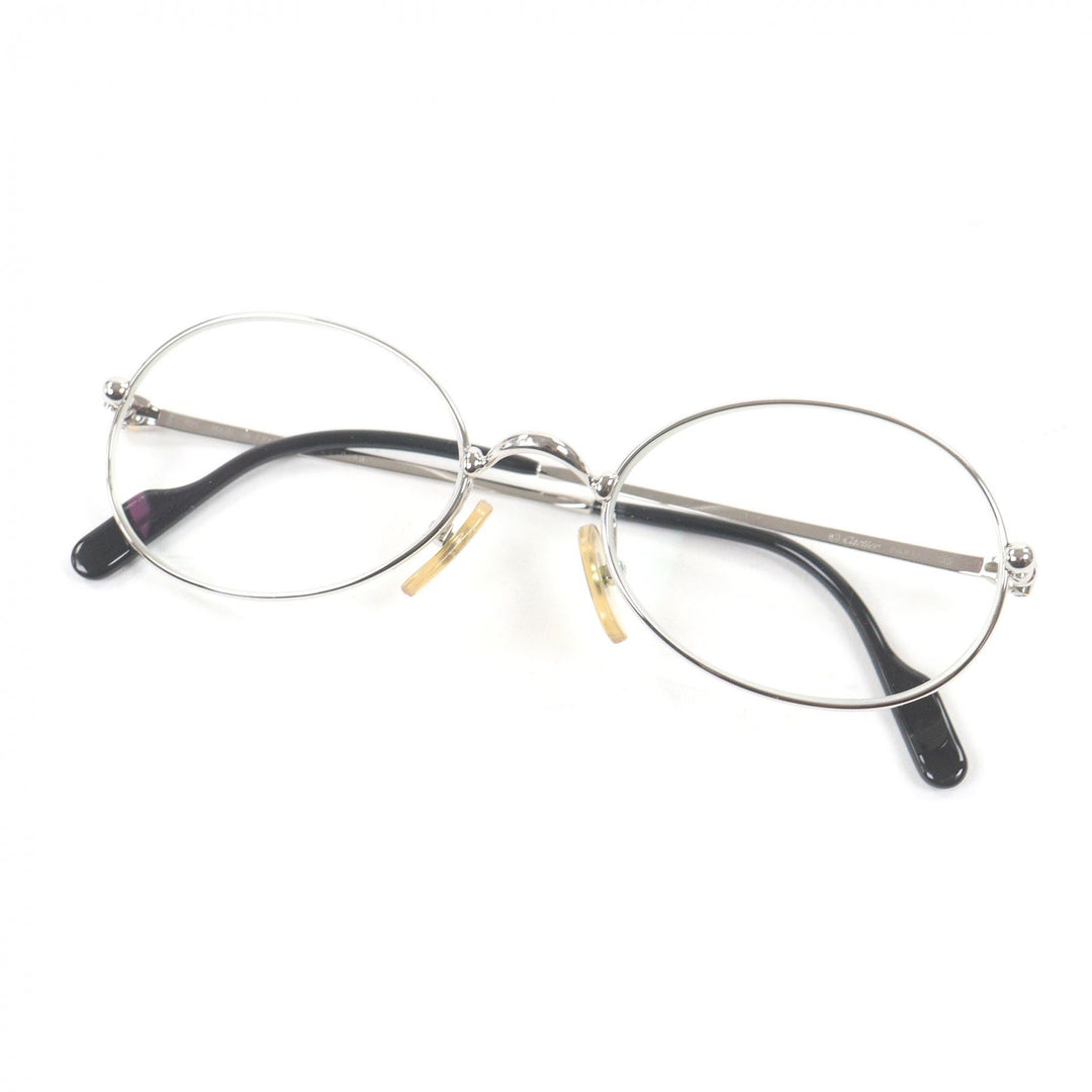 美品□Cartier カルティエ 135 トリニティ メガネ 眼鏡 アイウェア シルバー ブラック 51□19 度入り ケース付き フランス製 メンズ