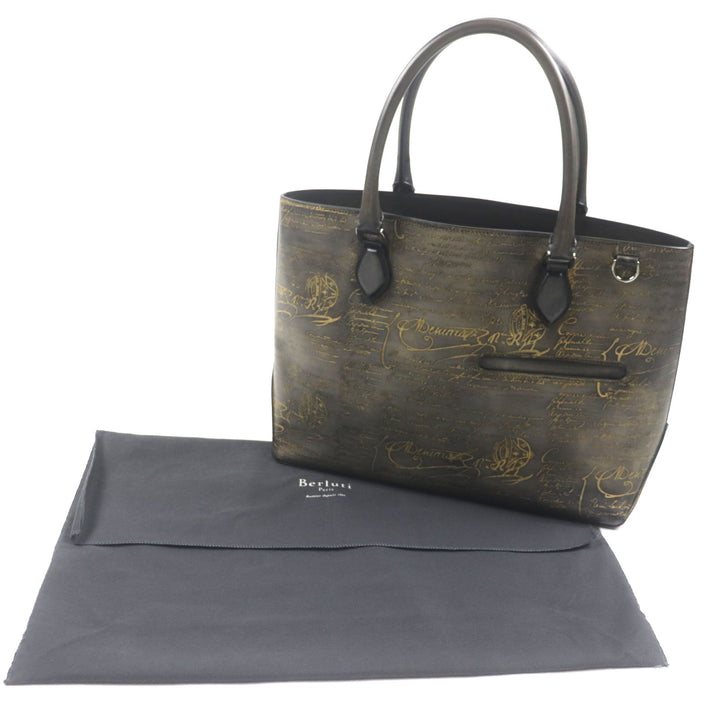 極美品▼BERLUTI ベルルッティ トゥジュール スクリットレザー カリグラフィ ゴールデンパティーヌ トートバッグ 保存袋付き メンズ