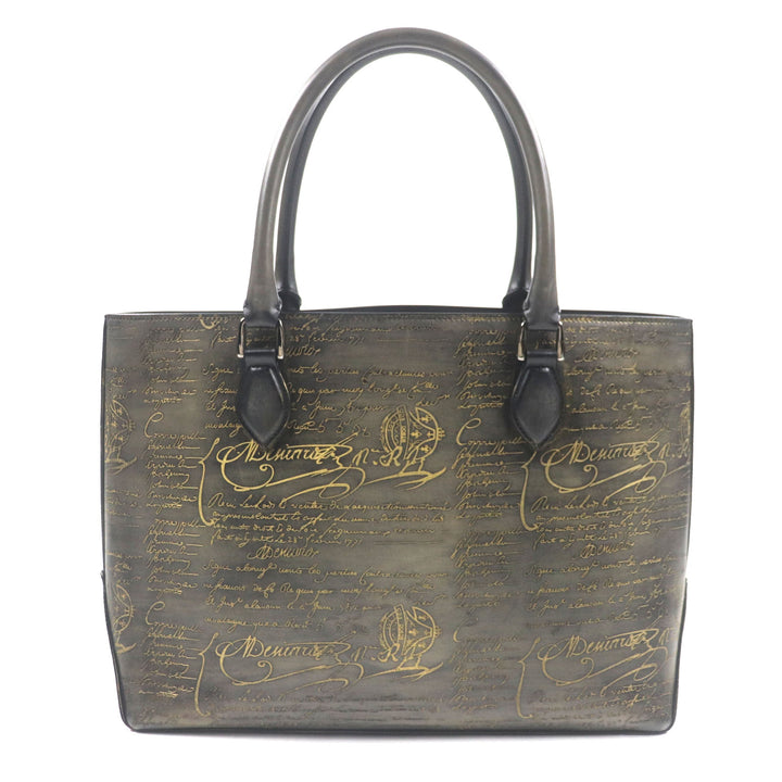極美品▼BERLUTI ベルルッティ トゥジュール スクリットレザー カリグラフィ ゴールデンパティーヌ トートバッグ 保存袋付き メンズ