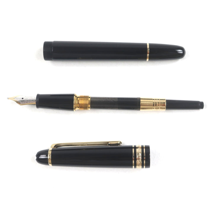 極美品▼MONTBLANC モンブラン マイスターシュテュック pix 145 クラシック ペン先14K Mニブ ホワイトスター 万年筆 ブラック ゴールド