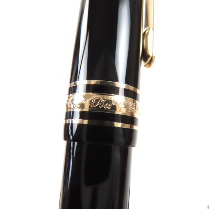 極美品▼MONTBLANC モンブラン マイスターシュテュック pix 145 クラシック ペン先14K Mニブ ホワイトスター 万年筆 ブラック ゴールド