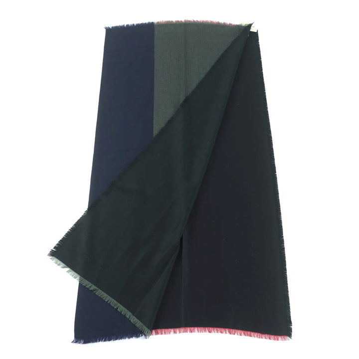未使用品★HERMES エルメス H583697 カレ120 カシミヤ シルク混 ROUGE/MARINE/KAKI ロゴ刺繍入り フリンジ付 大判 ストール 箱付