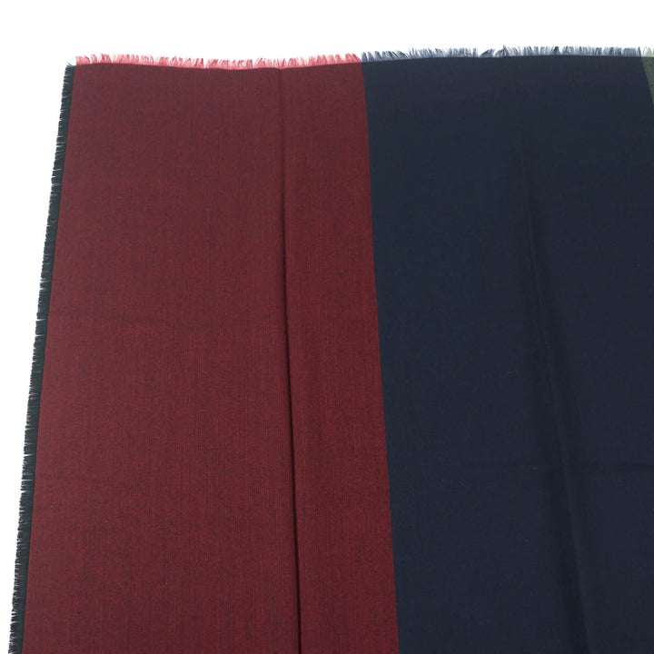 未使用品★HERMES エルメス H583697 カレ120 カシミヤ シルク混 ROUGE/MARINE/KAKI ロゴ刺繍入り フリンジ付 大判 ストール 箱付