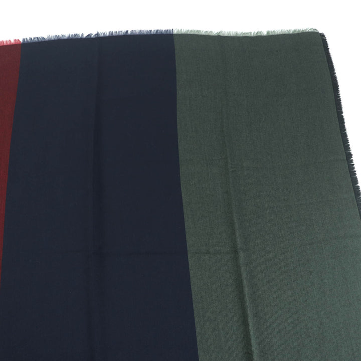 未使用品★HERMES エルメス H583697 カレ120 カシミヤ シルク混 ROUGE/MARINE/KAKI ロゴ刺繍入り フリンジ付 大判 ストール 箱付