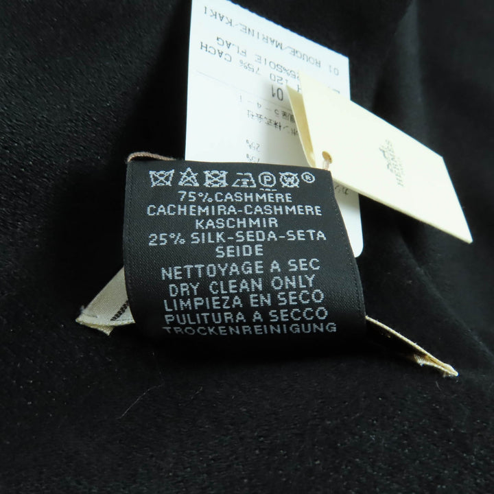 未使用品★HERMES エルメス H583697 カレ120 カシミヤ シルク混 ROUGE/MARINE/KAKI ロゴ刺繍入り フリンジ付 大判 ストール 箱付