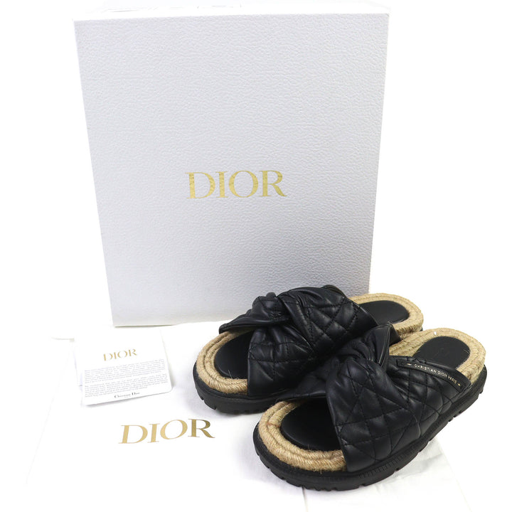 美品△Christian Dior クリスチャンディオール KDQ705CQL DTWIST カナージュ キルティングカーフ エスパドリーユ ミュール サンダル 35.5