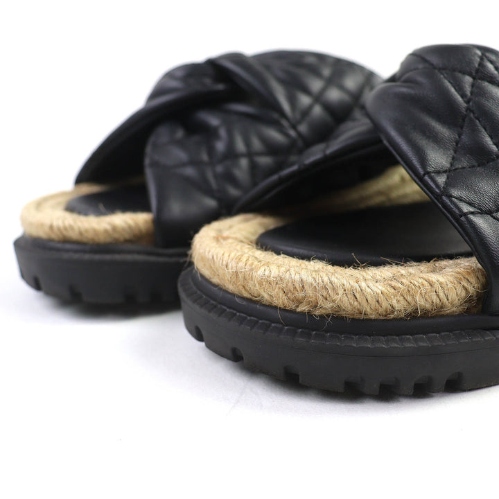 美品△Christian Dior クリスチャンディオール KDQ705CQL DTWIST カナージュ キルティングカーフ エスパドリーユ ミュール サンダル 35.5