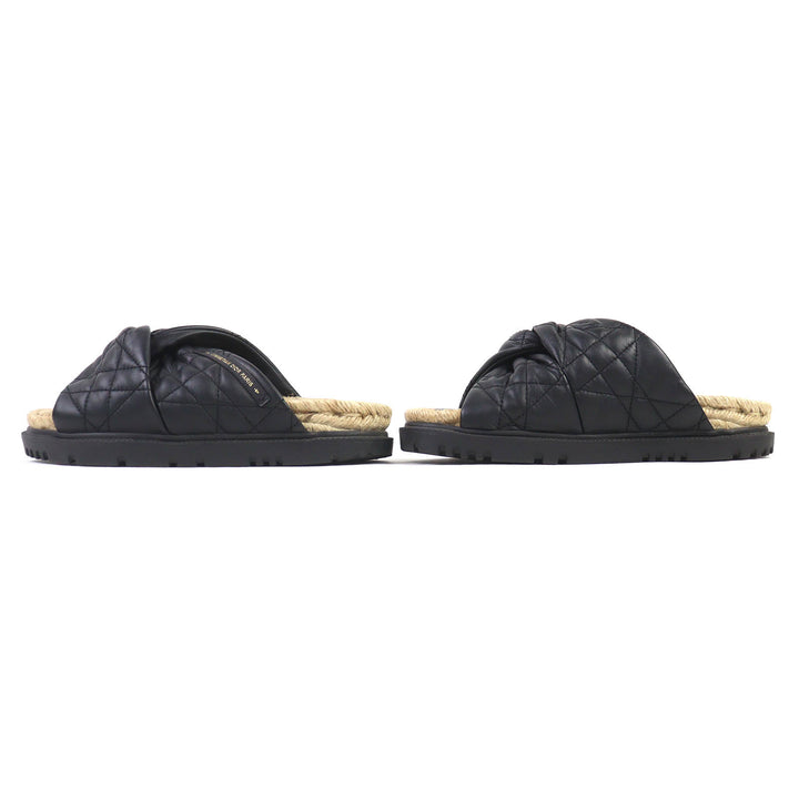 美品△Christian Dior クリスチャンディオール KDQ705CQL DTWIST カナージュ キルティングカーフ エスパドリーユ ミュール サンダル 35.5