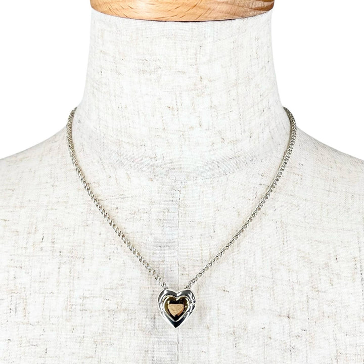 美品▲TIFFANY&amp;Co. ティファニー ヴィンテージ 925 750 ダブルハート パズル ネックレス シルバー ゴールド 伊製 重量22.9g レディース