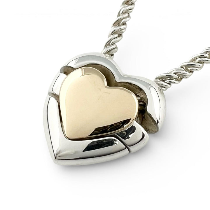 美品▲TIFFANY&amp;Co. ティファニー ヴィンテージ 925 750 ダブルハート パズル ネックレス シルバー ゴールド 伊製 重量22.9g レディース