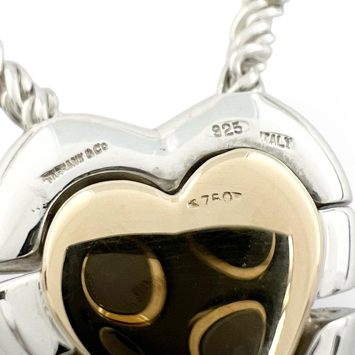 美品▲TIFFANY&amp;Co. ティファニー ヴィンテージ 925 750 ダブルハート パズル ネックレス シルバー ゴールド 伊製 重量22.9g レディース
