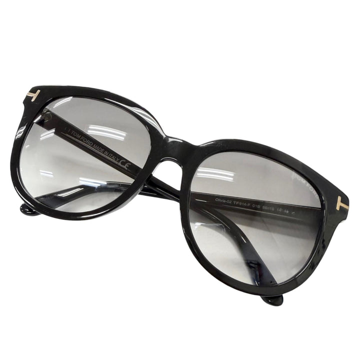 良品□TOM FORD トムフォード TF914-F Olivia-02 グラデーションレンズ サングラス ブラック 56□19-140 イタリア製 メンズ 箱付き