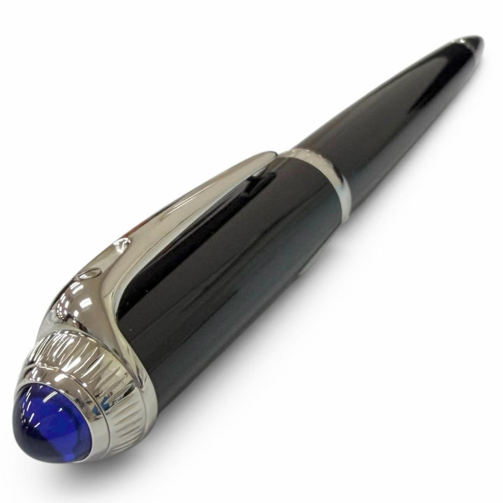 極美品□Cartier カルティエ ロードスター ドゥ カルティエ ブルージェムストーン ツイスト式 ボールペン ブラック フランス製 筆記OK
