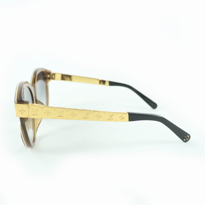 極美品☆LOUIS VUITTON ルイヴィトン 2024年製 Z1857E プティスプソン キャットアイ サングラス 黒 ゴールド 57□18 140 デモレンズ