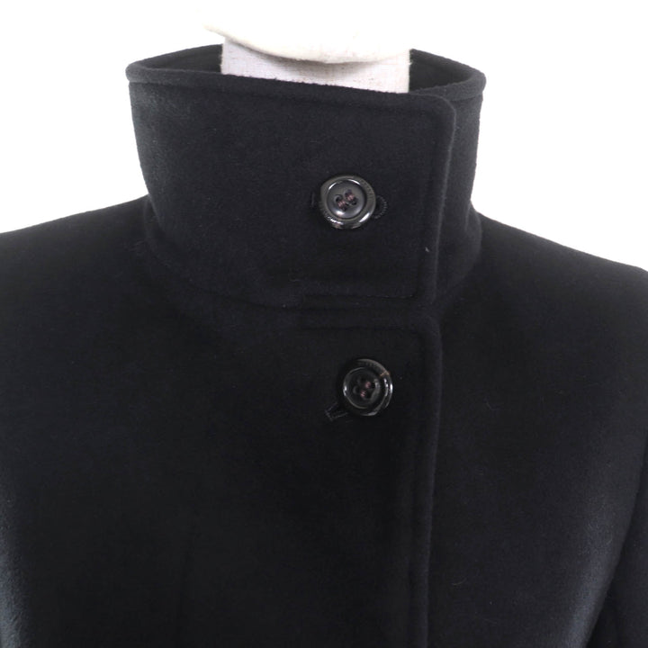 極美品★BURBERRY LONDON バーバリーロンドン FN348-931 アンゴラ混 ベルト付 裏地チェック柄 スタンドカラー コート ブラック 36 正規品
