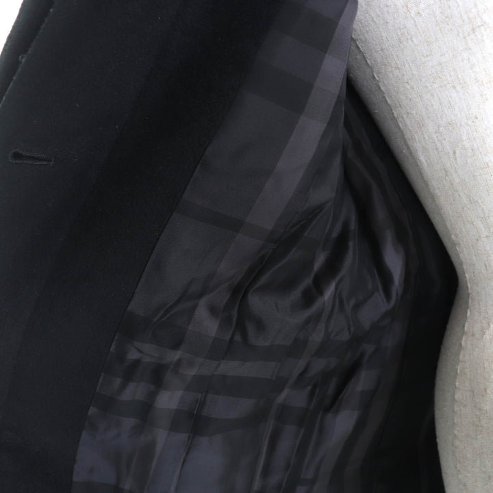 極美品★BURBERRY LONDON バーバリーロンドン FN348-931 アンゴラ混 ベルト付 裏地チェック柄 スタンドカラー コート ブラック 36 正規品