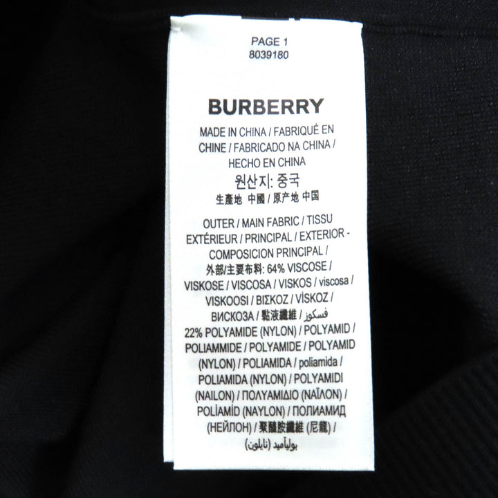 未使用品△BURBERRY バーバリー 8039180 ロゴ刺繍 クルーネック 長袖 ニット ワンピース シンプルデザイン 黒 L 正規品 レディース