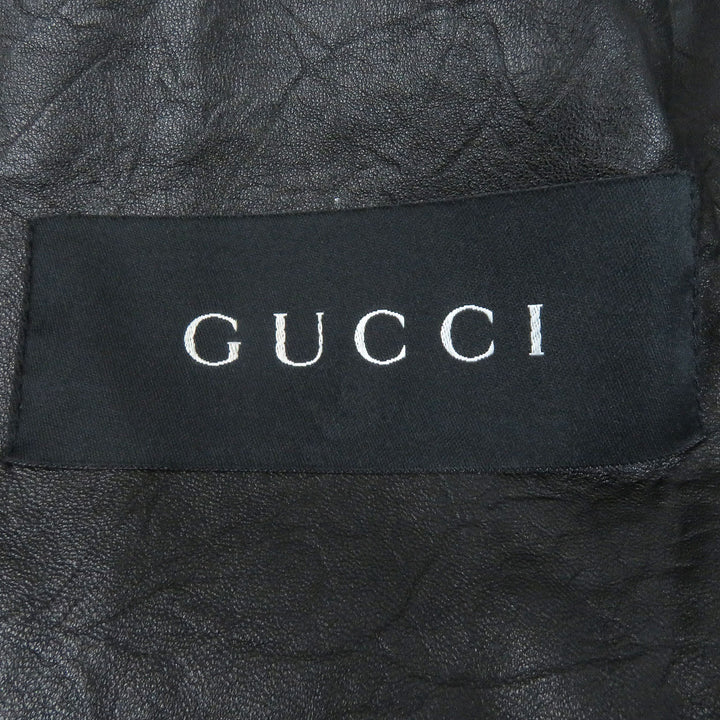美品□GUCCI グッチ ヴィンテージ 羊革 トムフォード期 オールレザー シングル テーラードジャケット ブラック 46 イタリア製 正規品