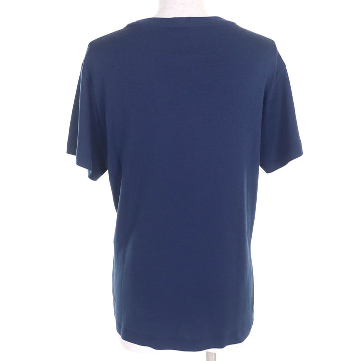 美品△LOUIS VUITTON ルイヴィトン 22AW コットン100％ LVレインボーパッチ チェーン付き クルーネック 半袖Ｔシャツ ネイビー S 正規品