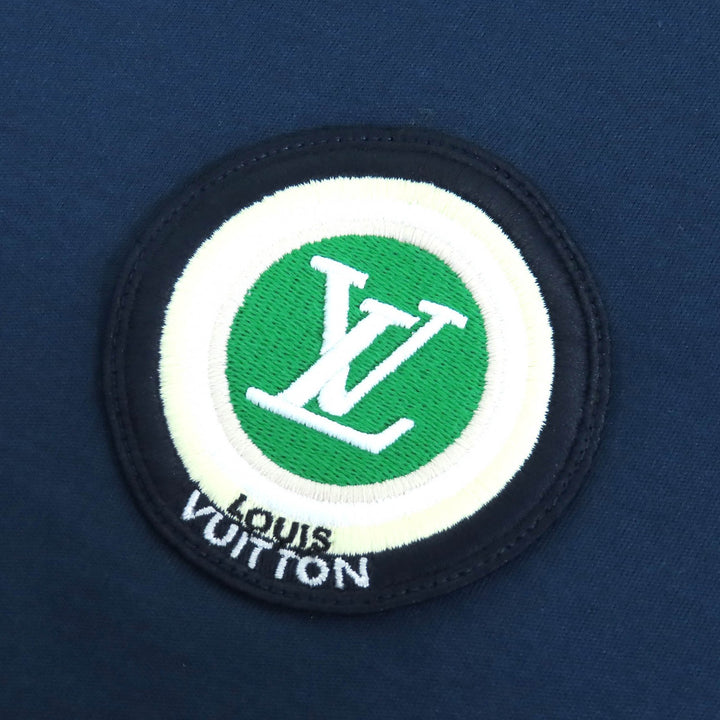 美品△LOUIS VUITTON ルイヴィトン 22AW コットン100％ LVレインボーパッチ チェーン付き クルーネック 半袖Ｔシャツ ネイビー S 正規品