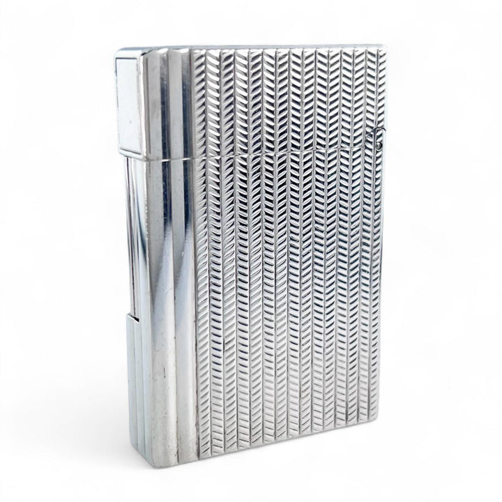 良品▲Dupont デュポン ギャッツビー ヘリンボーン ローラー式 喫煙具 ガスライター シルバー フランス製 メンズ 着火確認済み