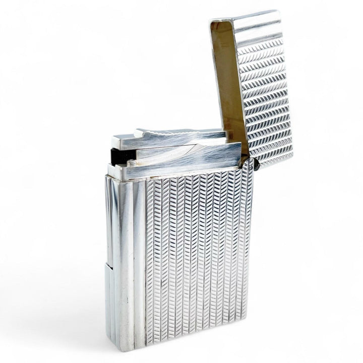 良品▲Dupont デュポン ギャッツビー ヘリンボーン ローラー式 喫煙具 ガスライター シルバー フランス製 メンズ 着火確認済み