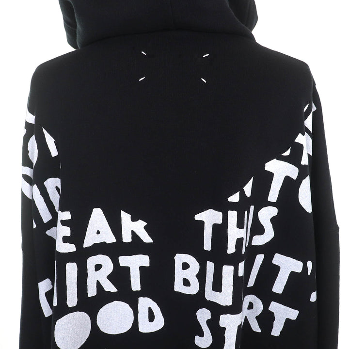 美品△Maison Margiela メゾンマルジェラ 18AW S29GU0021 コットン100％ AIDSチャリティープリント プルオーバー パーカー 黒 M 正規品
