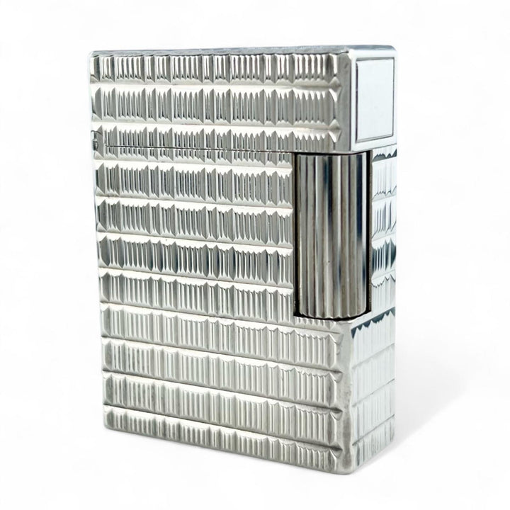 外装美品▲Dupont デュポン ライン1 ショート チェック柄 ローラー式 喫煙具 ガスライター シルバー フランス製 メンズ 着火不可
