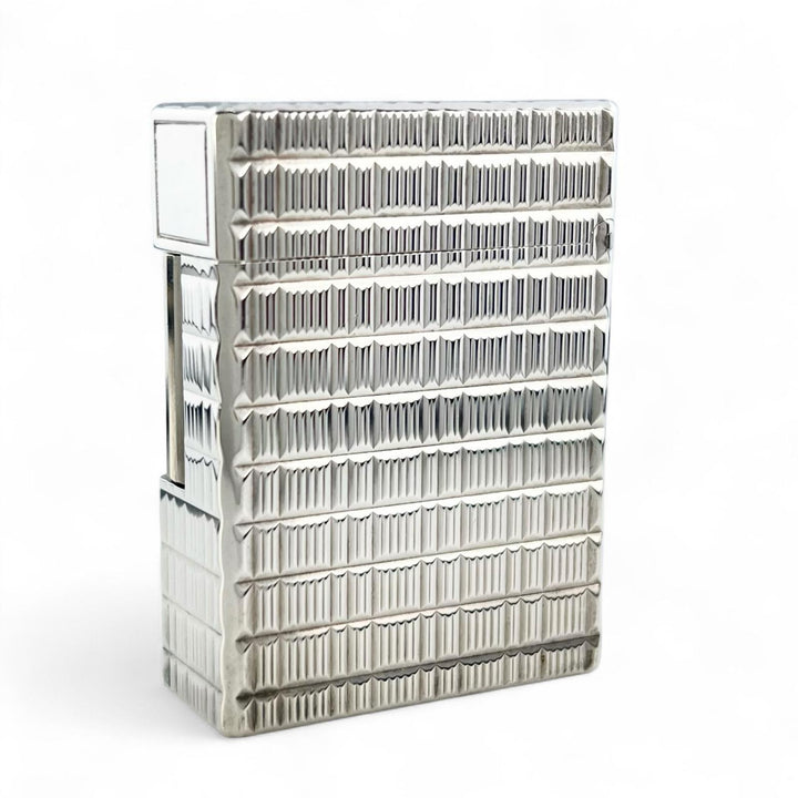 外装美品▲Dupont デュポン ライン1 ショート チェック柄 ローラー式 喫煙具 ガスライター シルバー フランス製 メンズ 着火不可