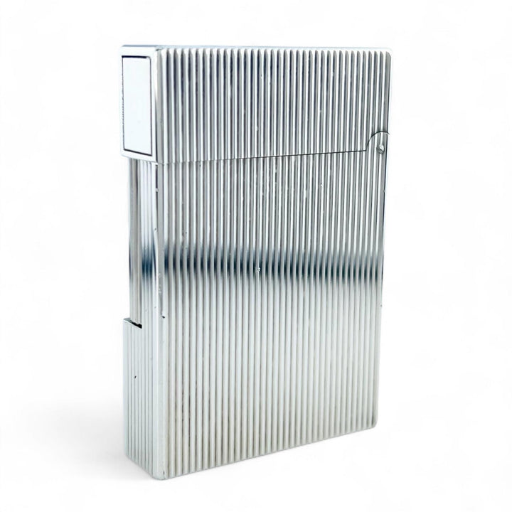 美品▲Dupont デュポン ライン2 ストライプ ローラー式 喫煙具 ガスライター シルバー フランス製 メンズ 着火確認済み