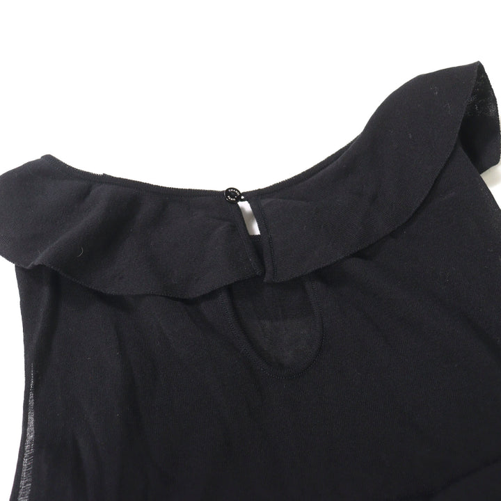 美品○CHANEL シャネル 06P P28522 カール・ラガーフェルド期 ココマークパーツ ティアード ノースリーブ ドレス ワンピース 36