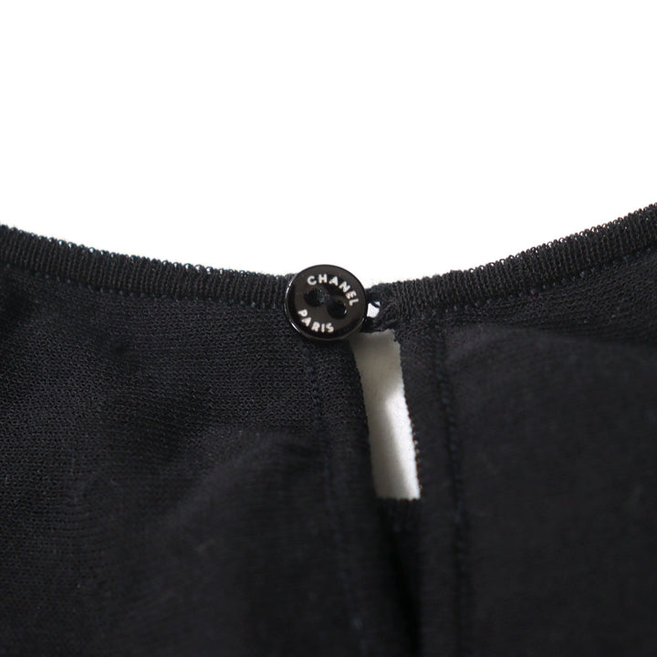 美品○CHANEL シャネル 06P P28522 カール・ラガーフェルド期 ココマークパーツ ティアード ノースリーブ ドレス ワンピース 36