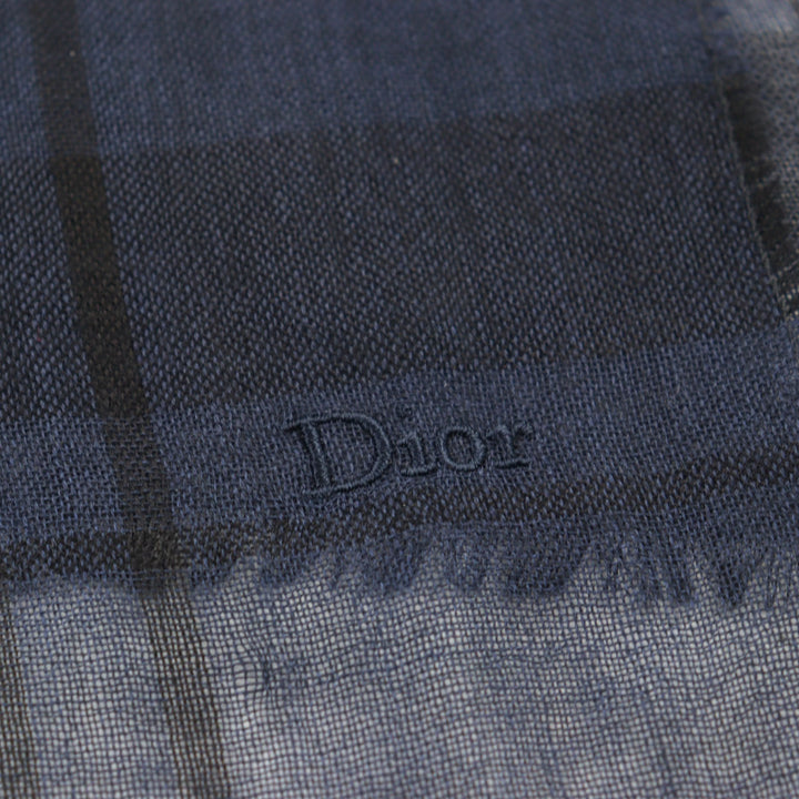 未使用品○Dior HOMME ディオールオム 133IAE070856 カシミヤ シルク ロゴ刺繡 チェック柄 スカーフ 箱付き 正規品 メンズ 定価52500円