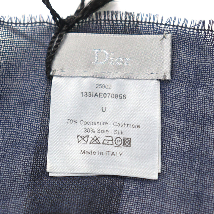 未使用品○Dior HOMME ディオールオム 133IAE070856 カシミヤ シルク ロゴ刺繡 チェック柄 スカーフ 箱付き 正規品 メンズ 定価52500円