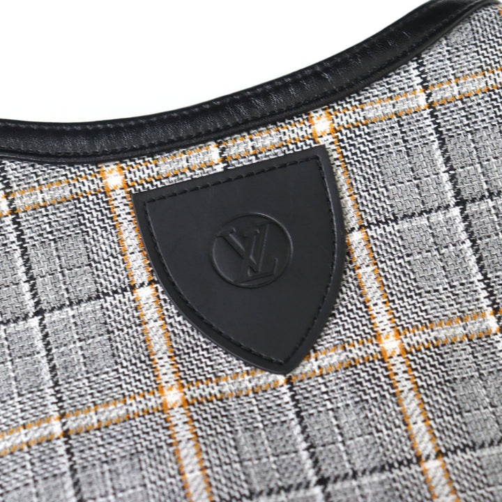 極美品○LOUIS VUITTON ルイヴィトン 2023年製 FPDR64 ロゴボタン LVロゴ ツイード レザー切り替え ワンピース 34 正規品 レディース