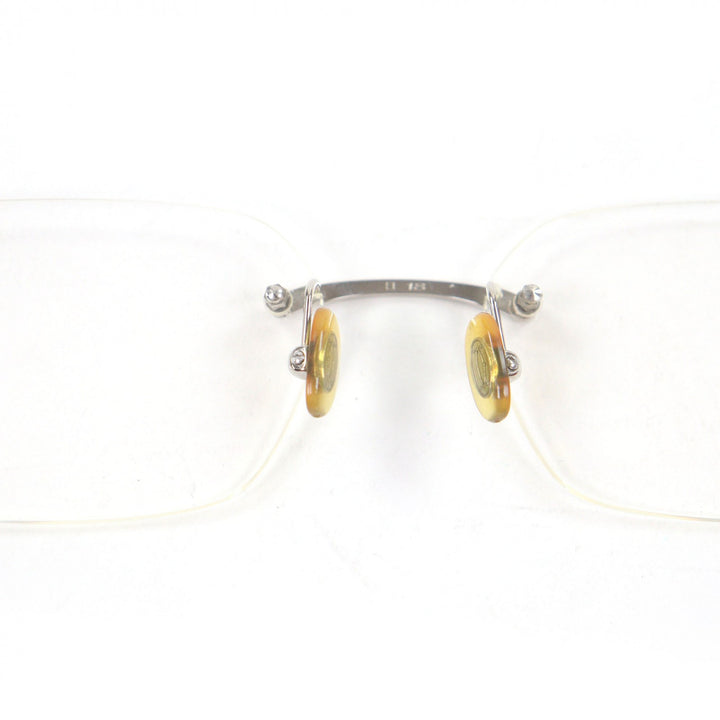 良品□Cartier カルティエ ヴィンテージ 135 サイドダイヤ2P メガネ 眼鏡 アイウェア シルバー ブラック □18 度入り フランス製 メンズ
