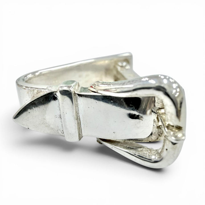 美品▲HERMES エルメス ヴィンテージ 1970年製 サンチュール SV800 ベルトモチーフ スカーフリング シルバー 重量5.0g レディース