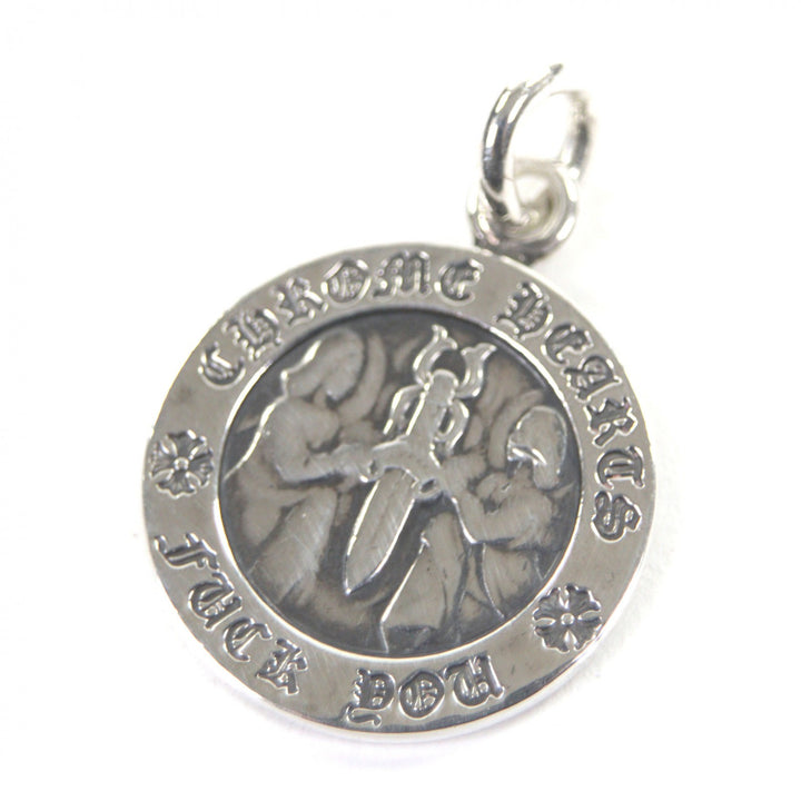 美品▼CHROME HEARTS クロムハーツ CHRM ANGL MDL　エンジェルメダルチャーム V1 ペンダントトップ SV925 シルバー 重量5.4g