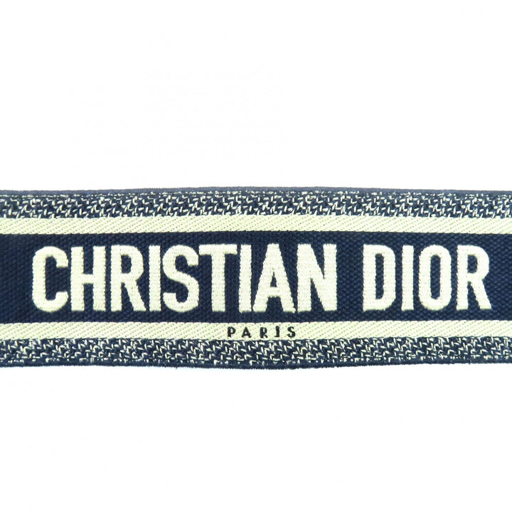 極美品◇Christian Dior クリスチャンディオール 50-MA-0220 エンブロイダリー ロゴ キャンバス ベルト インディゴブルー 箱・袋付 伊製