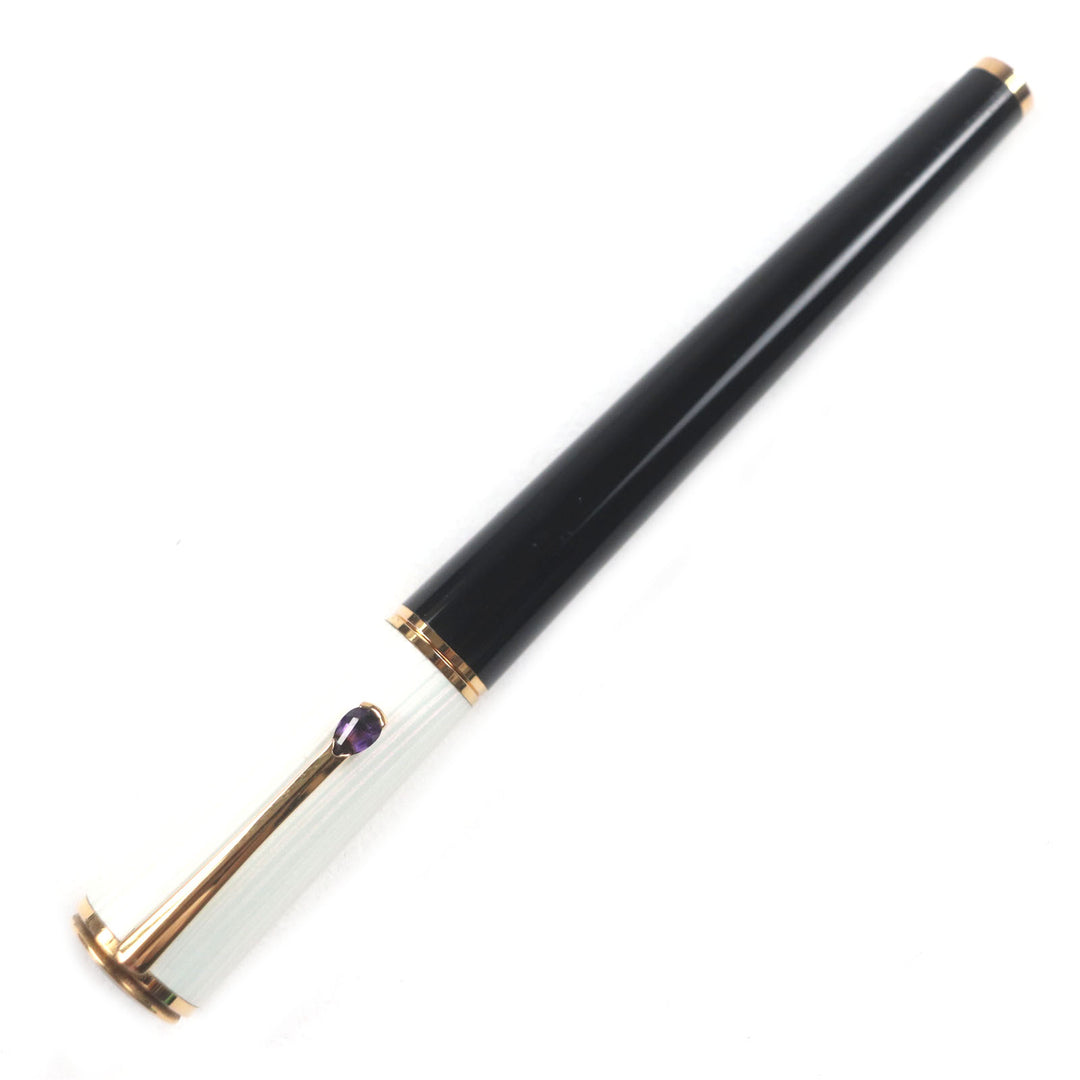 良品▼MONTBLANC モンブラン イングリッド・バークマン ラ・ドンナ カラーストーン付き ホワイトスター ボールペン 白 黒 筆記確認済み